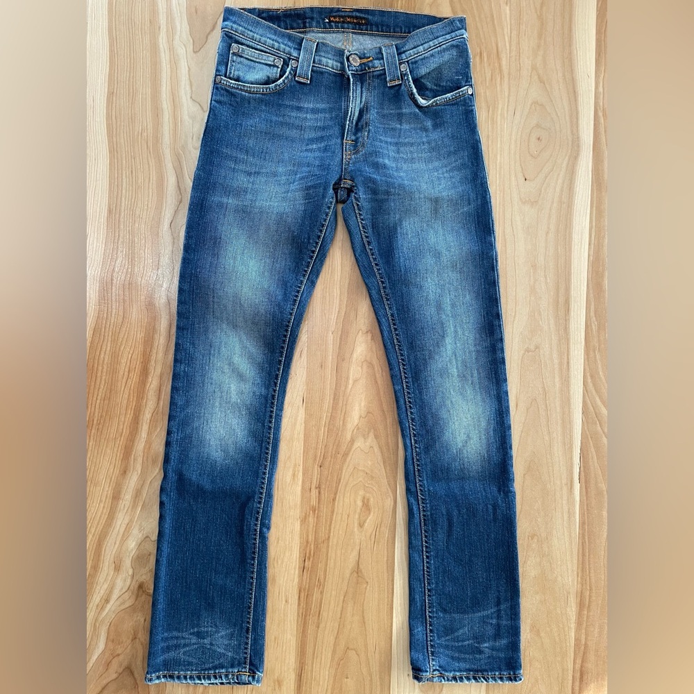 Nudie Bootcut Flare Mid Blue Wash Jeans 25 inseam 28”